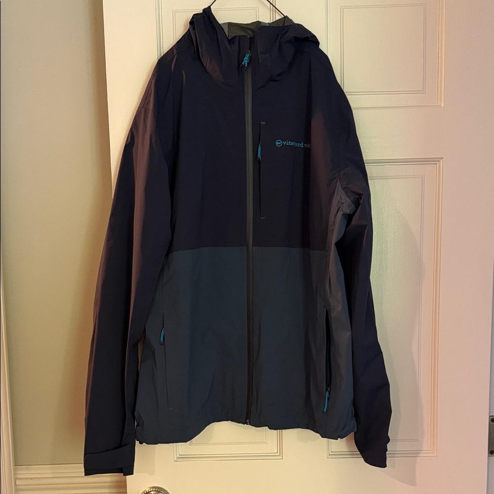 Vineyard Vines Men's Two-Tone Navy Hooded Shell Jacket